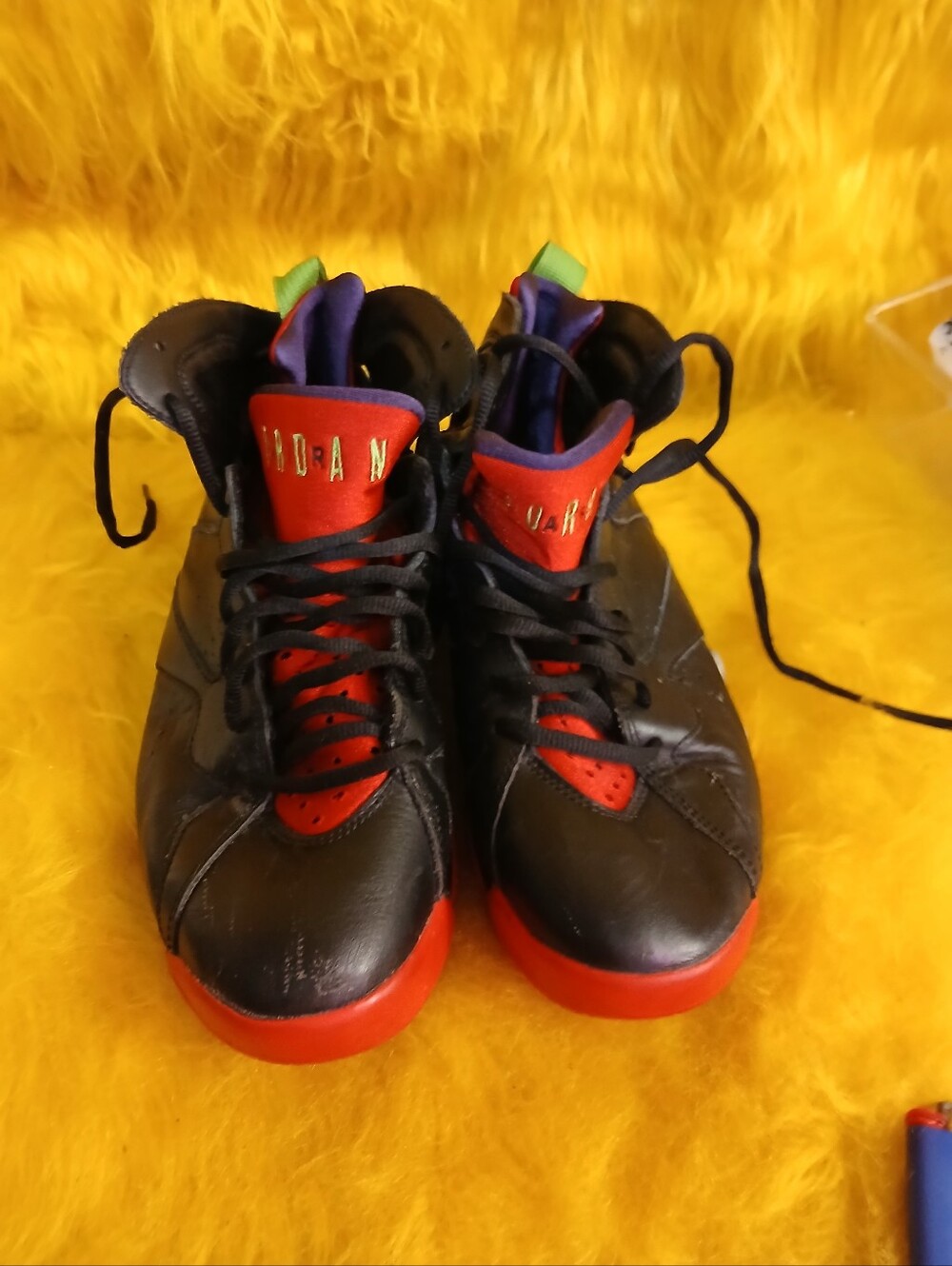 Air Jordan 7 Retro Black Red Purple Green Sneakers US 8